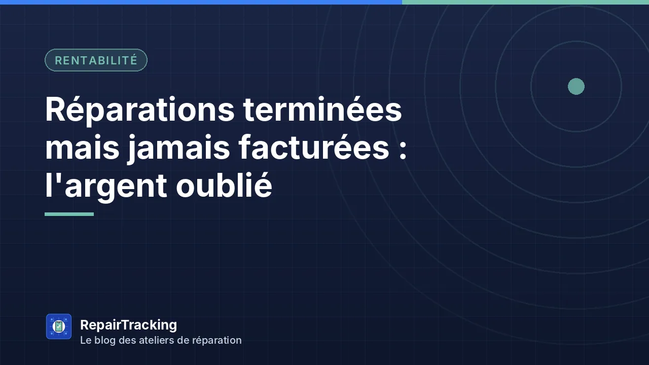 Appareils réparés en attente de facturation dans un atelier
